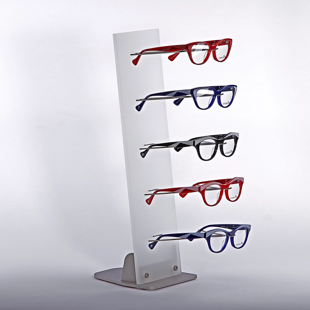[ETAST4-5P-I          ] Tafelstaander voor 5 brillen - mat Inox     