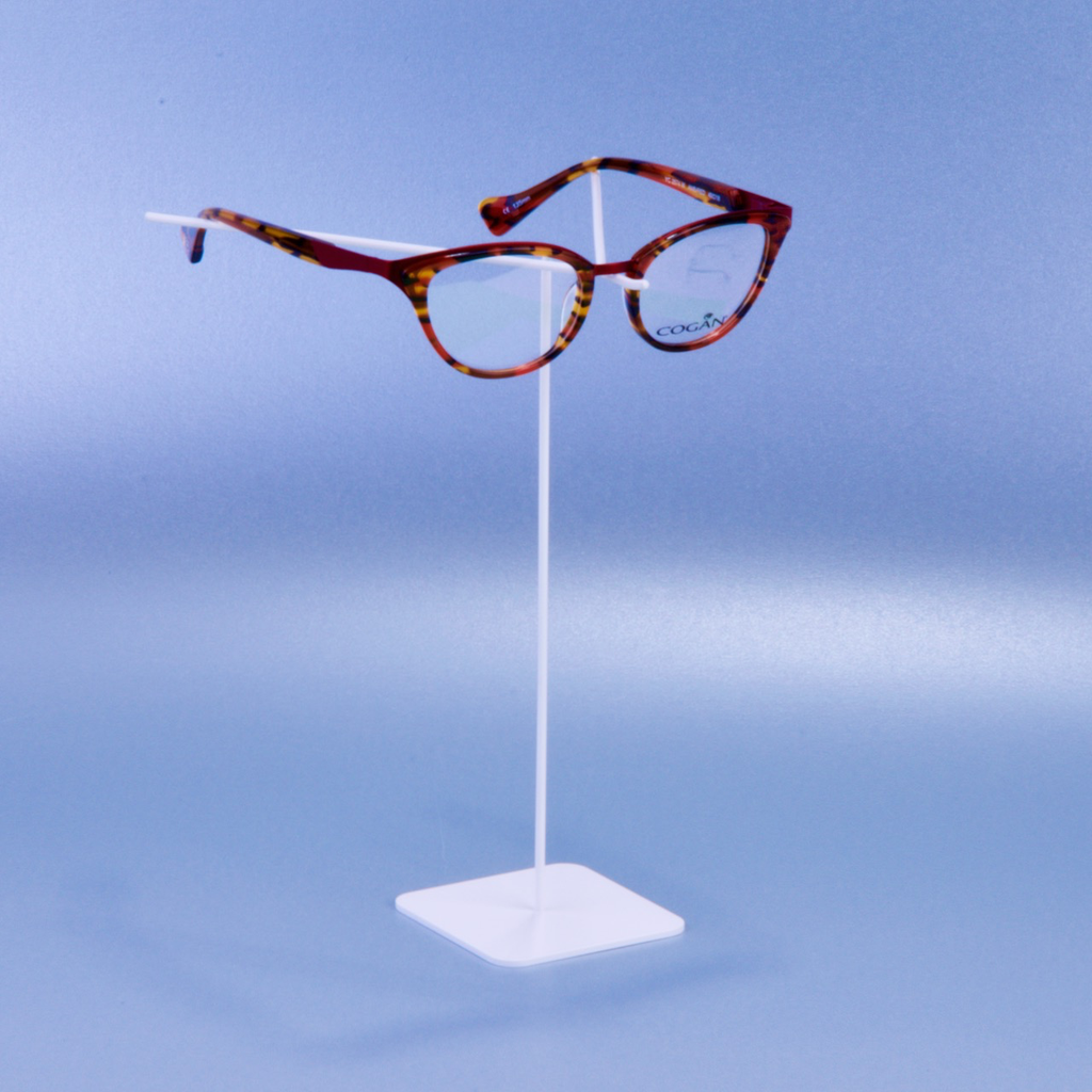 Display voor één bril. Satijn wit hoogte 200mm
